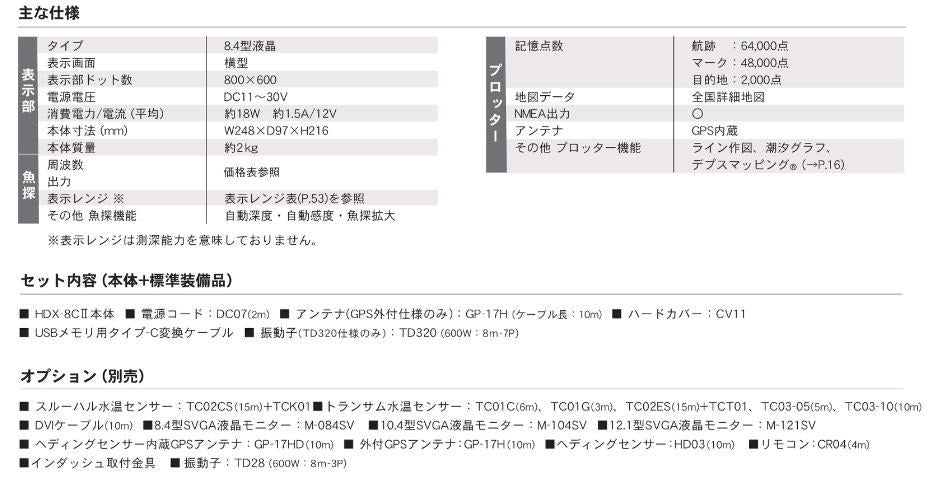 HDX-8CII 8.4型プロッターデジタル魚探